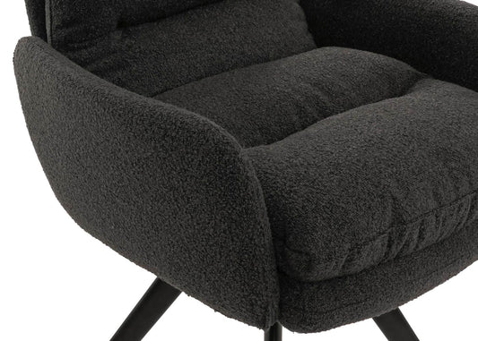 Cosmo Casa - Eetkamerstoel met Armleuningen - Draaibaar Auto-positie - Bouclé Stof - Donkergrijs