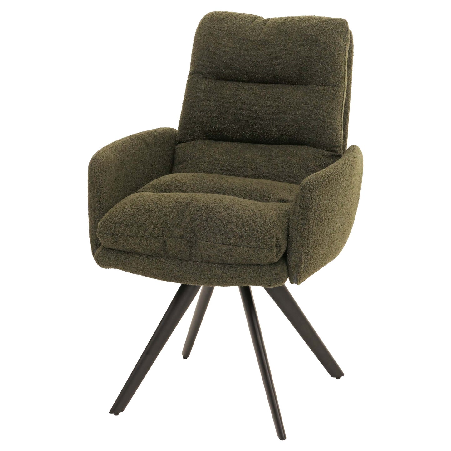 Cosmo Casa - Eetkamerstoel met Armleuningen - Draaibaar Auto-positie - Bouclé Stof - Groen