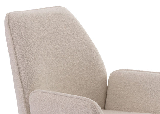 Cosmo Casa - Eetkamerstoel - Keukenstoel met Armleuning - Draaibaar - Automatische Positie - Bouclé Stof - Crème