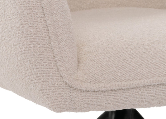 Cosmo Casa - Eetkamerstoel - Keukenstoel met Armleuning - Draaibaar - Automatische Positie - Bouclé Stof - Crème
