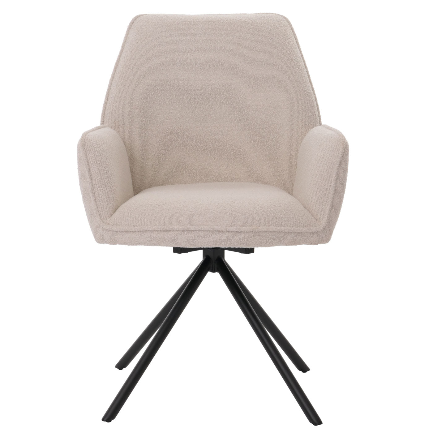 Cosmo Casa - Eetkamerstoel - Keukenstoel met Armleuning - Draaibaar - Automatische Positie - Bouclé Stof - Crème