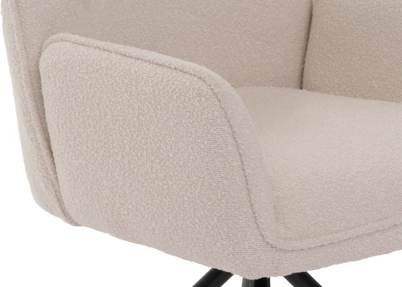 Cosmo Casa - Eetkamerstoel - Keukenstoel met Armleuning - Draaibaar - Automatische Positie - Bouclé Stof - Crème