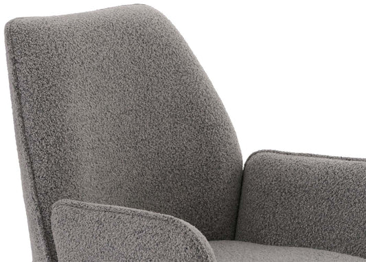 Cosmo Casa - Eetkamerstoel - Keukenstoel met Armleuning - Draaibaar - Automatische Positie - Bouclé Stof - Lichtgrijs