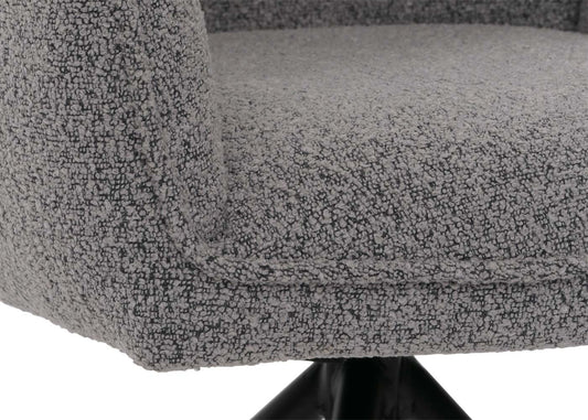 Cosmo Casa - Eetkamerstoel - Keukenstoel met Armleuning - Draaibaar - Automatische Positie - Bouclé Stof - Lichtgrijs