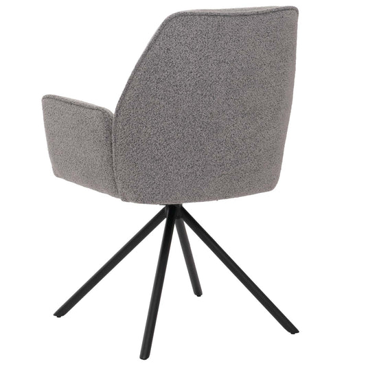 Cosmo Casa - Eetkamerstoel - Keukenstoel met Armleuning - Draaibaar - Automatische Positie - Bouclé Stof - Lichtgrijs