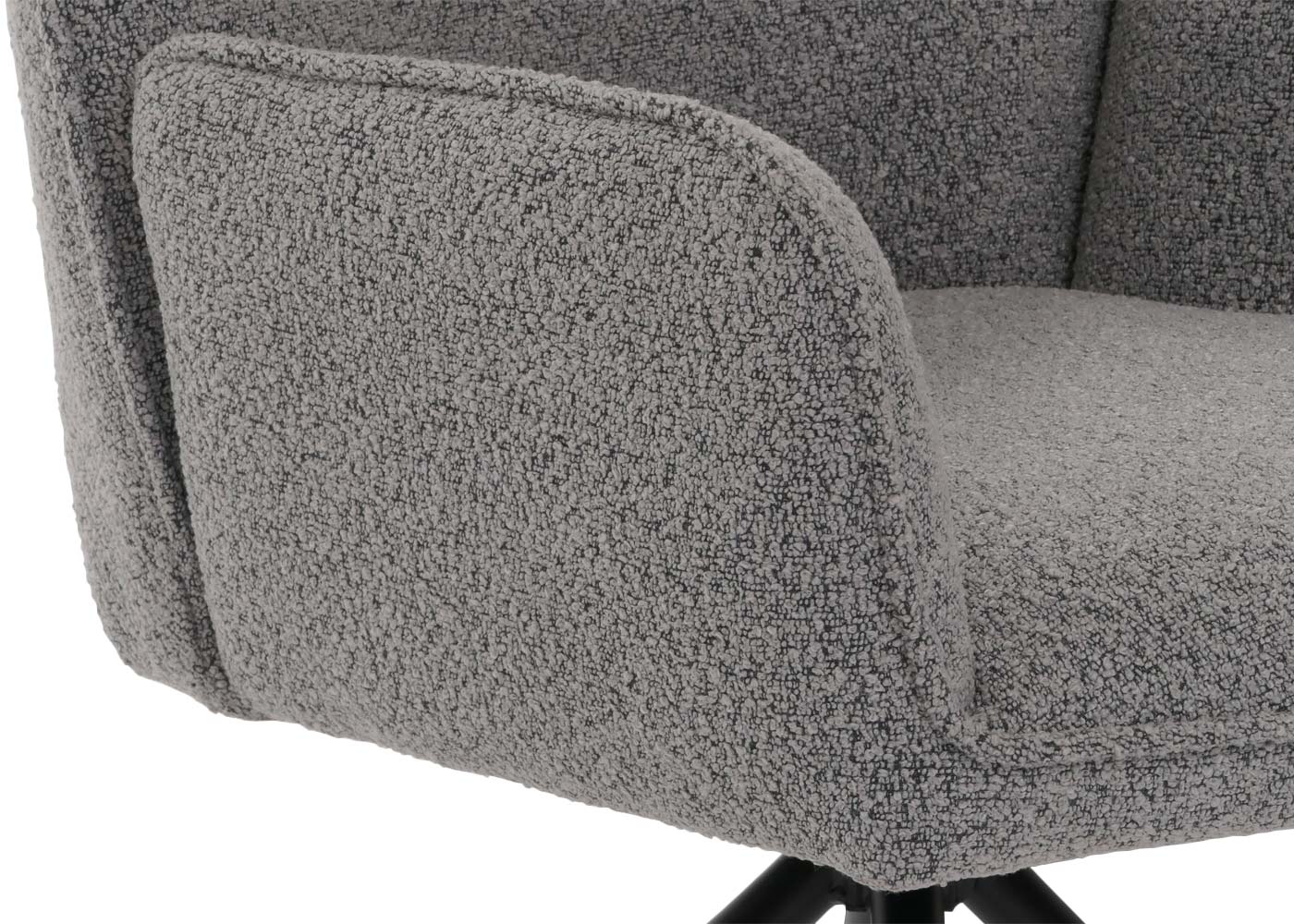 Cosmo Casa - Eetkamerstoel - Keukenstoel met Armleuning - Draaibaar - Automatische Positie - Bouclé Stof - Lichtgrijs