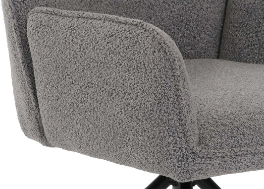 Cosmo Casa - Eetkamerstoel - Keukenstoel met Armleuning - Draaibaar - Automatische Positie - Bouclé Stof - Lichtgrijs