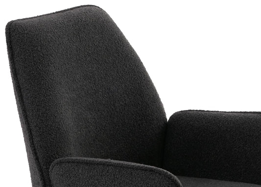 Cosmo Casa - Eetkamerstoel - Keukenstoel met Armleuning - Draaibaar - Automatische Positie - Bouclé Stof - Donkergrijs