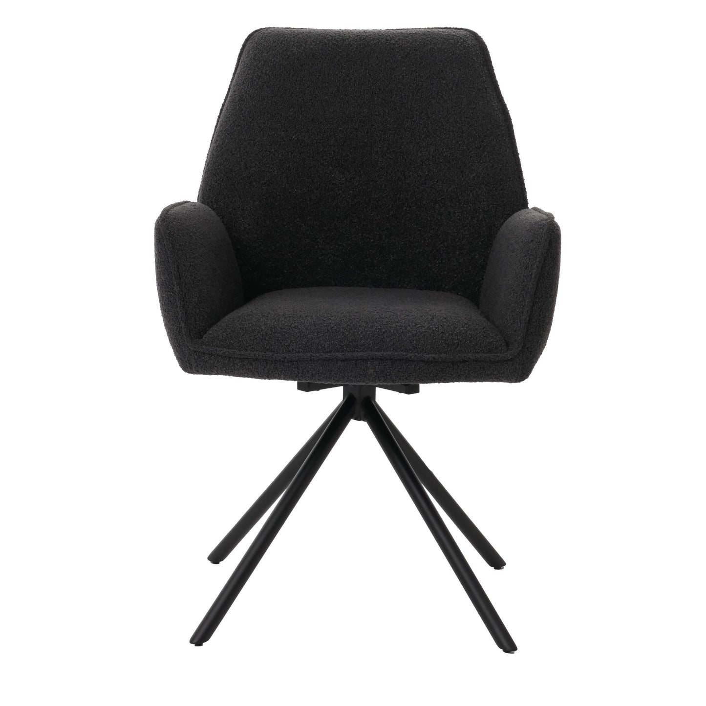 Cosmo Casa - Eetkamerstoel - Keukenstoel met Armleuning - Draaibaar - Automatische Positie - Bouclé Stof - Donkergrijs