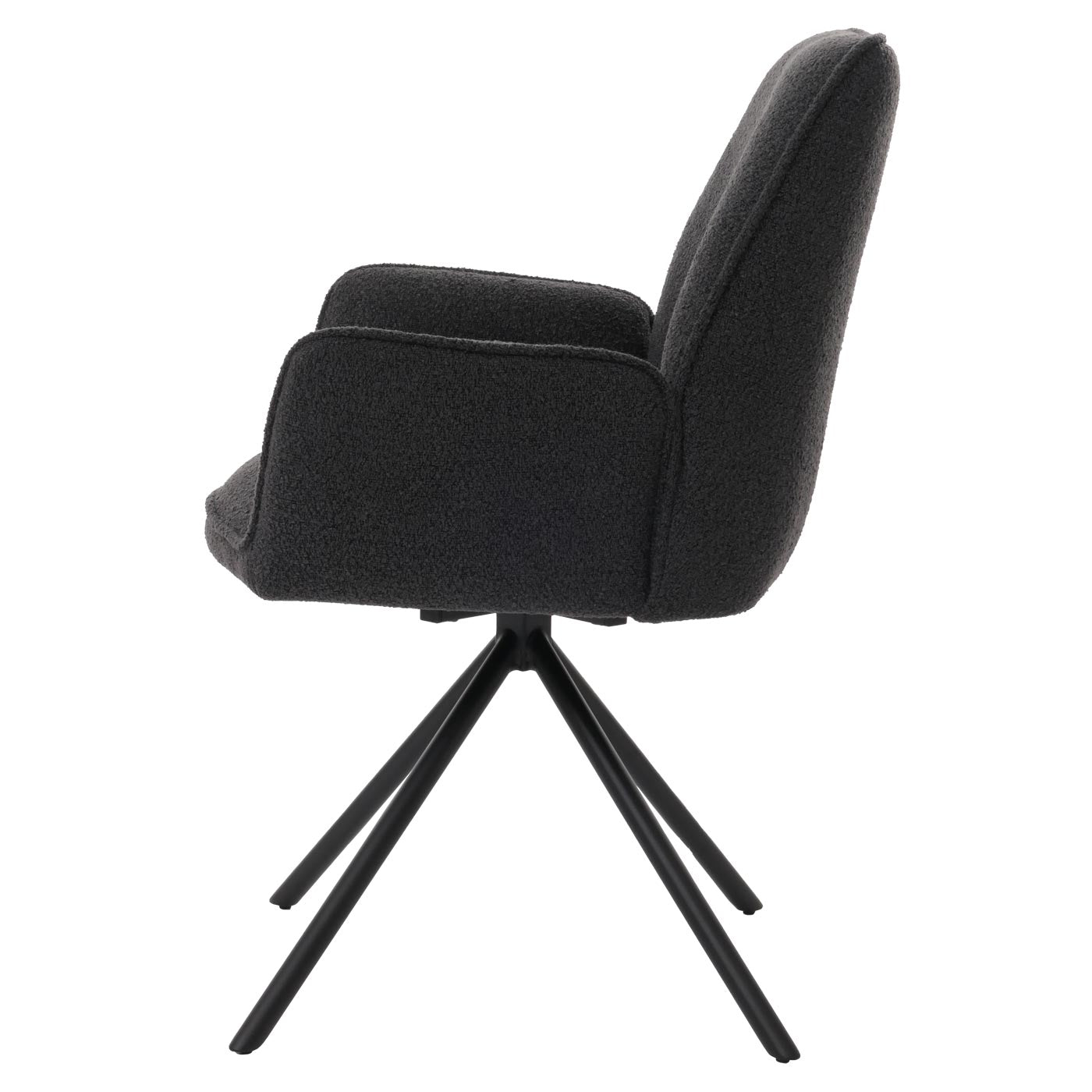 Cosmo Casa - Eetkamerstoel - Keukenstoel met Armleuning - Draaibaar - Automatische Positie - Bouclé Stof - Donkergrijs