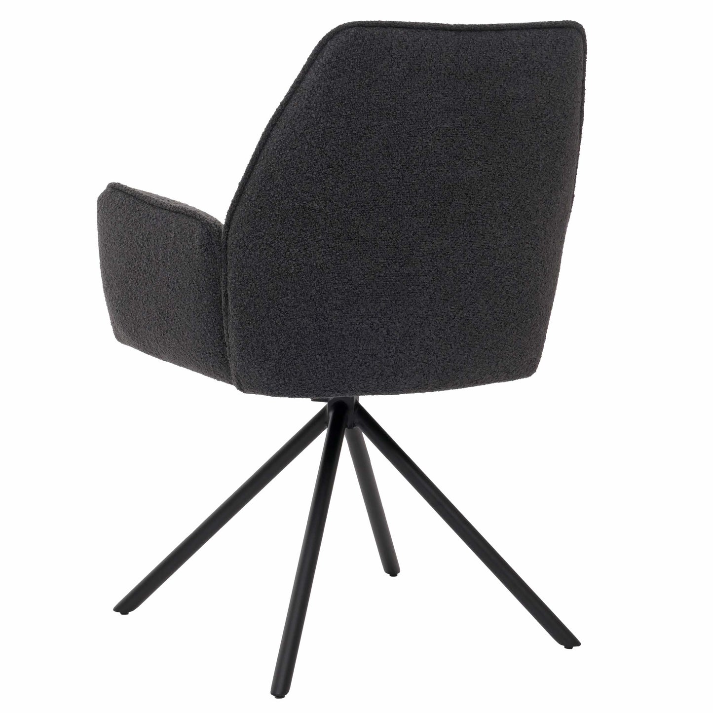 Cosmo Casa - Eetkamerstoel - Keukenstoel met Armleuning - Draaibaar - Automatische Positie - Bouclé Stof - Donkergrijs