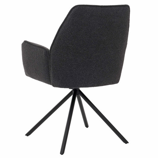 Cosmo Casa - Eetkamerstoel - Keukenstoel met Armleuning - Draaibaar - Automatische Positie - Bouclé Stof - Donkergrijs