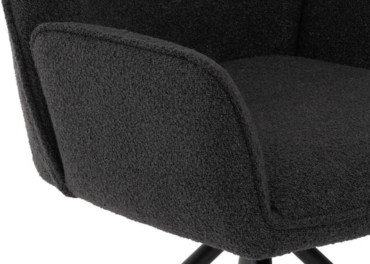 Cosmo Casa - Eetkamerstoel - Keukenstoel met Armleuning - Draaibaar - Automatische Positie - Bouclé Stof - Donkergrijs