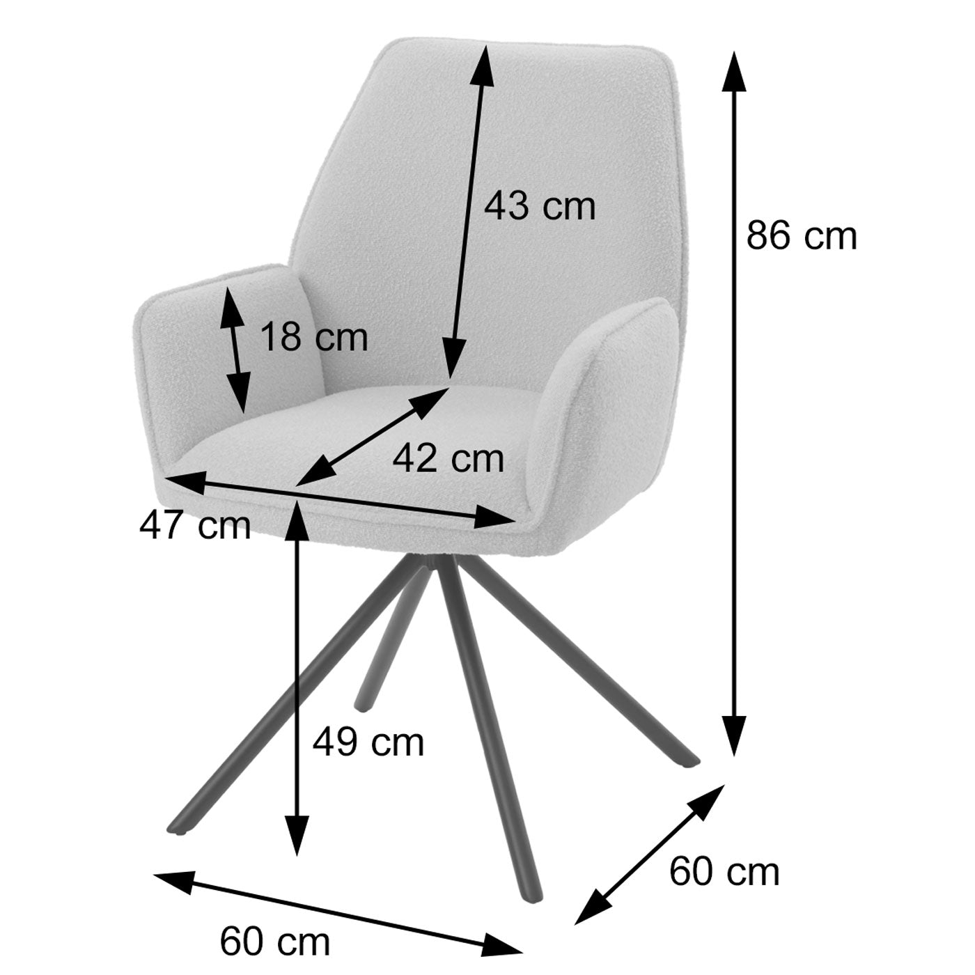 Cosmo Casa - Eetkamerstoel - Keukenstoel met Armleuning - Draaibaar - Automatische Positie - Bouclé Stof - Olijfgroen