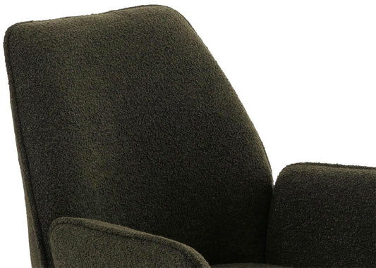 Cosmo Casa - Eetkamerstoel - Keukenstoel met Armleuning - Draaibaar - Automatische Positie - Bouclé Stof - Olijfgroen