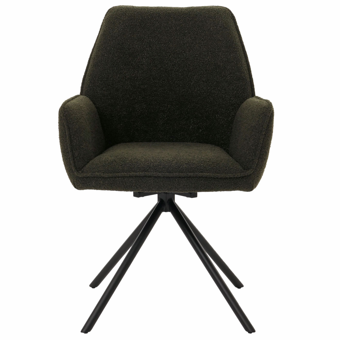 Cosmo Casa - Eetkamerstoel - Keukenstoel met Armleuning - Draaibaar - Automatische Positie - Bouclé Stof - Olijfgroen