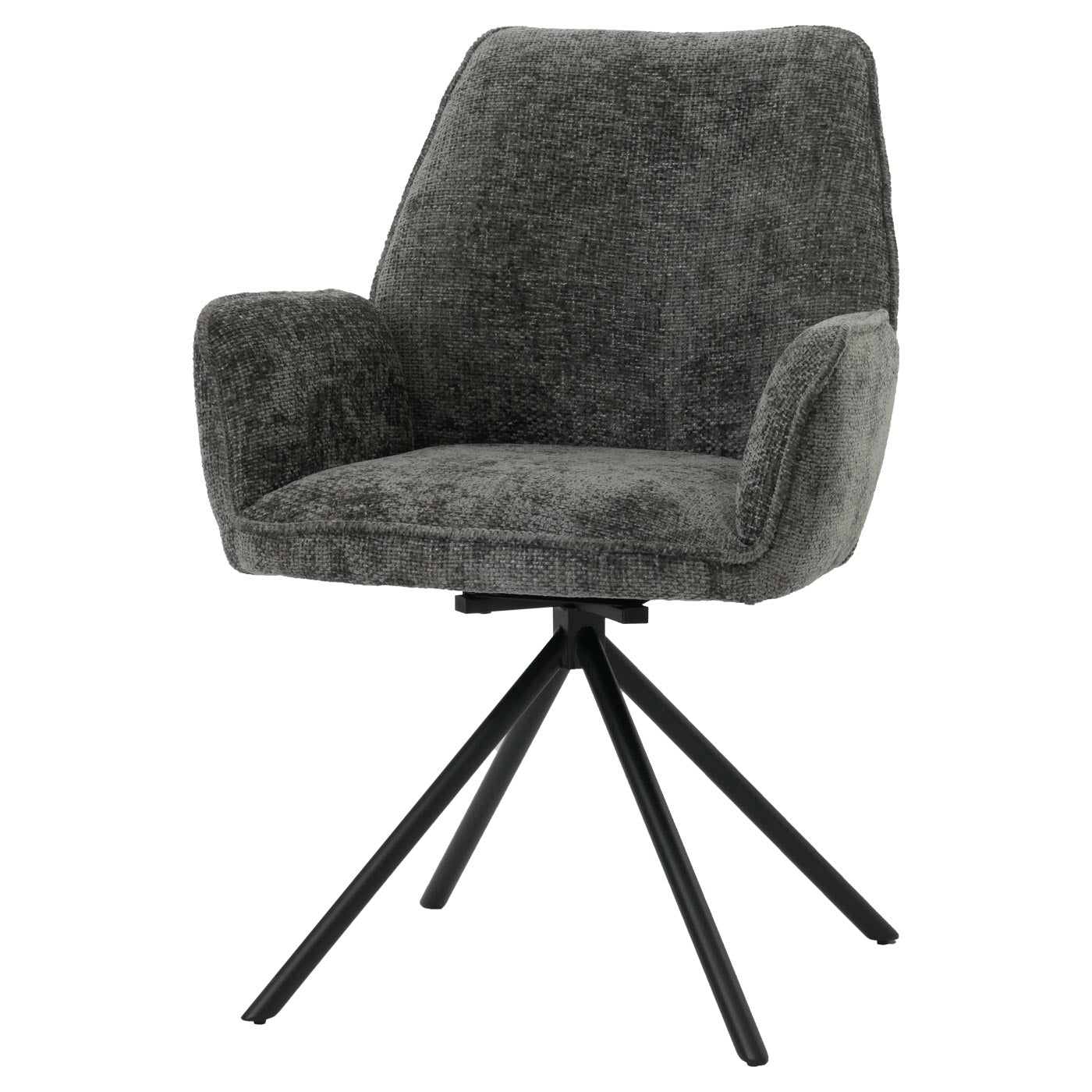 Cosmo Casa - Eetkamerstoel - Keukenstoel met Armleuning - Draaibaar - Automatische Positie - Chenille Textiel - Donkergrijs
