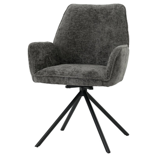 Cosmo Casa - Eetkamerstoel - Keukenstoel met Armleuning - Draaibaar - Automatische Positie - Chenille Textiel - Donkergrijs