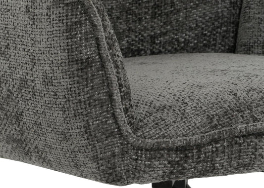 Cosmo Casa - Eetkamerstoel - Keukenstoel met Armleuning - Draaibaar - Automatische Positie - Chenille Textiel - Donkergrijs