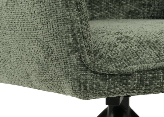 Cosmo Casa - Eetkamerstoel - Keukenstoel met Armleuning - Draaibaar - Automatische Positie - Chenille Textiel - Groen