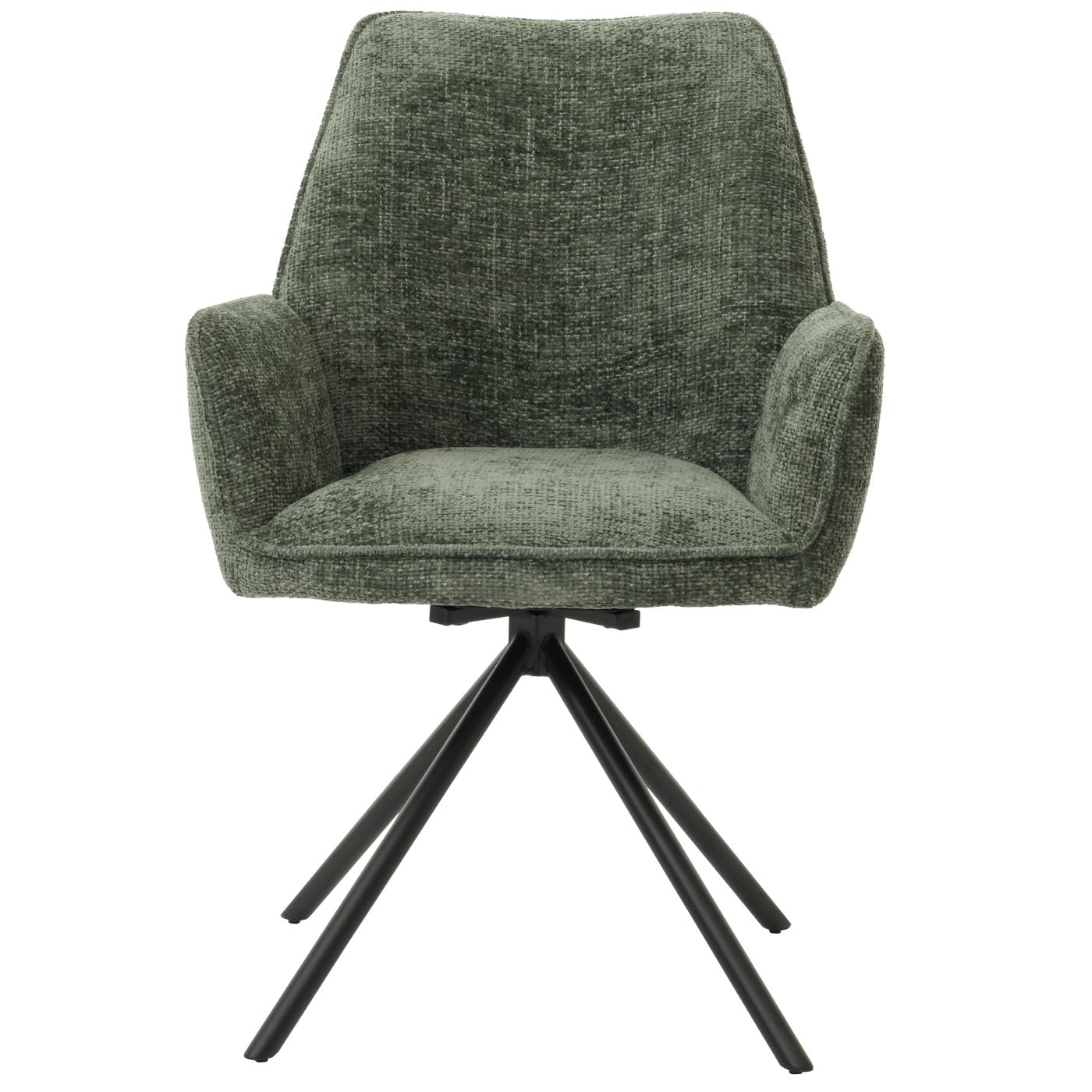 Cosmo Casa - Eetkamerstoel - Keukenstoel met Armleuning - Draaibaar - Automatische Positie - Chenille Textiel - Groen