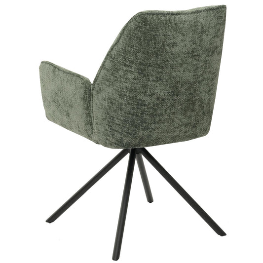 Cosmo Casa - Eetkamerstoel - Keukenstoel met Armleuning - Draaibaar - Automatische Positie - Chenille Textiel - Groen