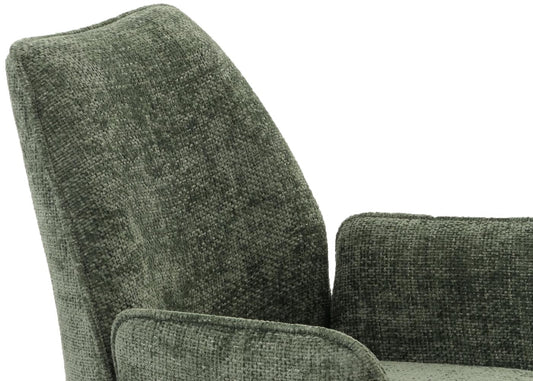 Cosmo Casa - Eetkamerstoel - Keukenstoel met Armleuning - Draaibaar - Automatische Positie - Chenille Textiel - Groen