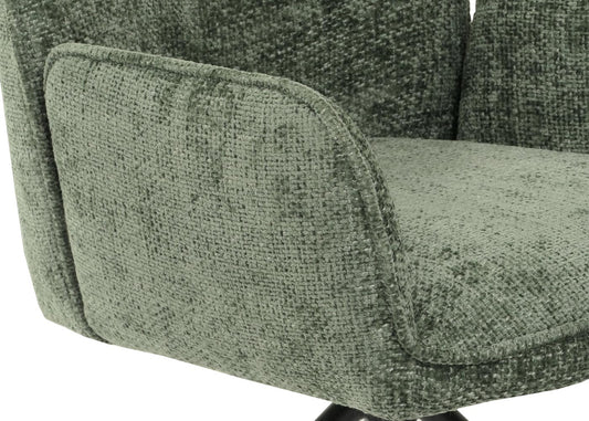 Cosmo Casa - Eetkamerstoel - Keukenstoel met Armleuning - Draaibaar - Automatische Positie - Chenille Textiel - Groen