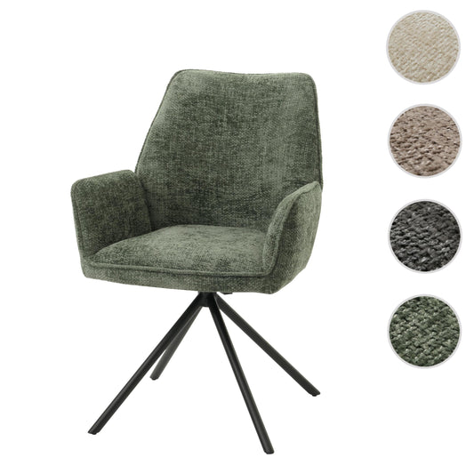 Cosmo Casa - Eetkamerstoel - Keukenstoel met Armleuning - Draaibaar - Automatische Positie - Chenille Textiel - Groen
