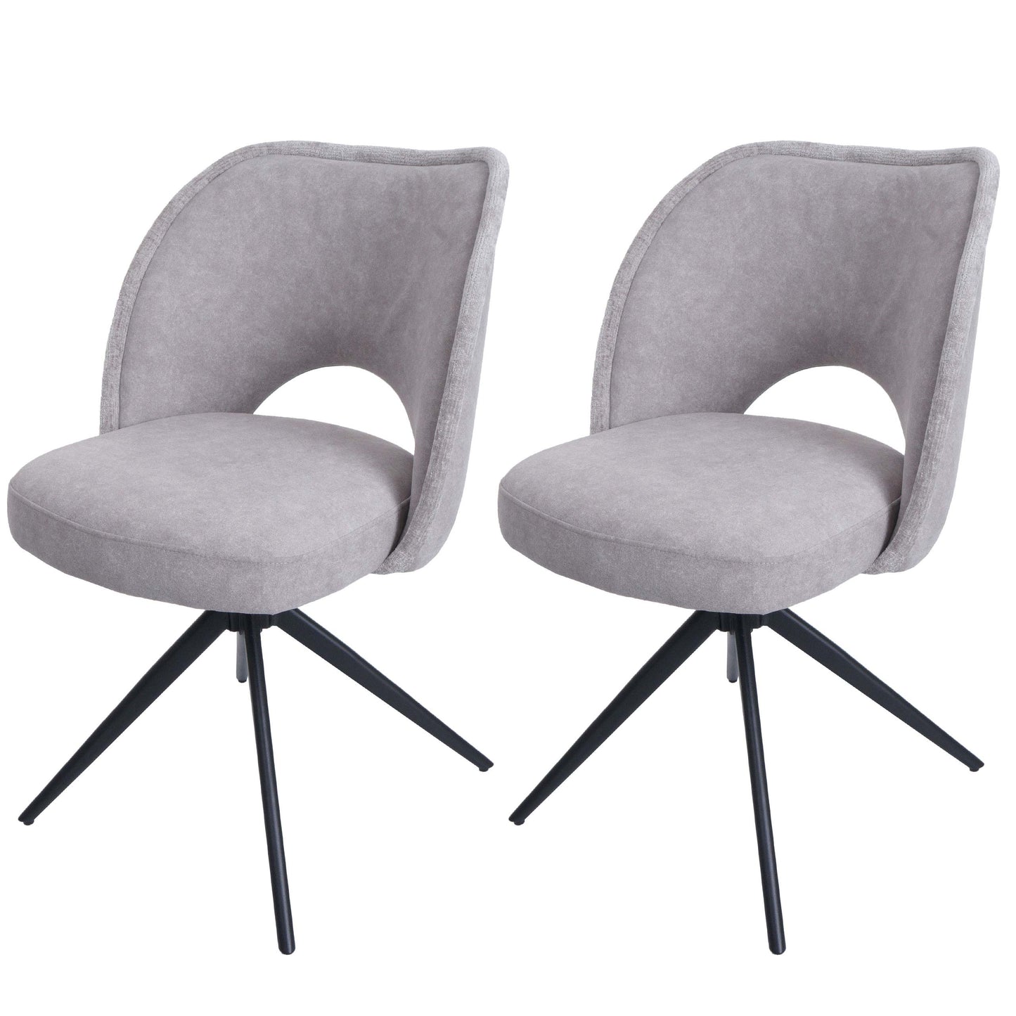 Cosmo Casa - Set van 2 Eetkamerstoelen - Gestoffeerde Keukenstoelen - Draaibaar met Auto-Return - Textiel - Lichtgrijs