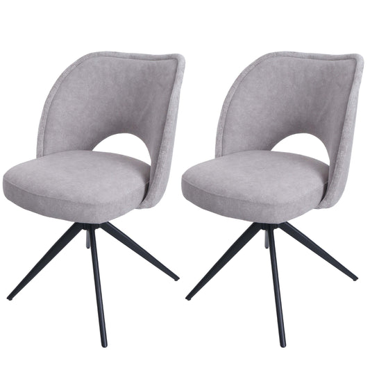 Cosmo Casa - Set van 2 Eetkamerstoelen - Gestoffeerde Keukenstoelen - Draaibaar met Auto-Return - Textiel - Lichtgrijs