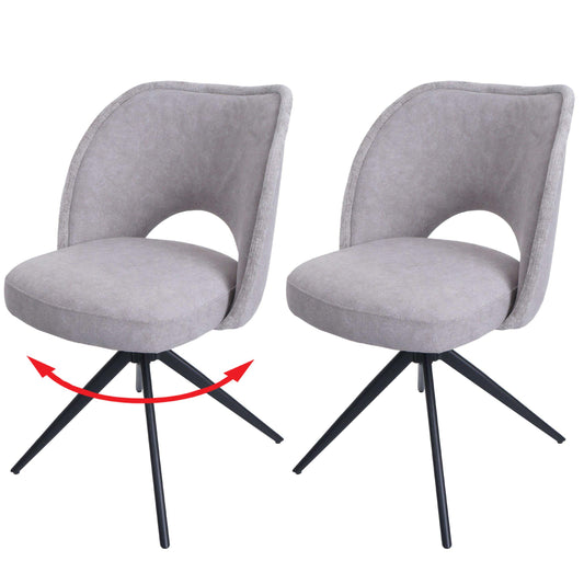 Cosmo Casa - Set van 2 Eetkamerstoelen - Gestoffeerde Keukenstoelen - Draaibaar met Auto-Return - Textiel - Lichtgrijs