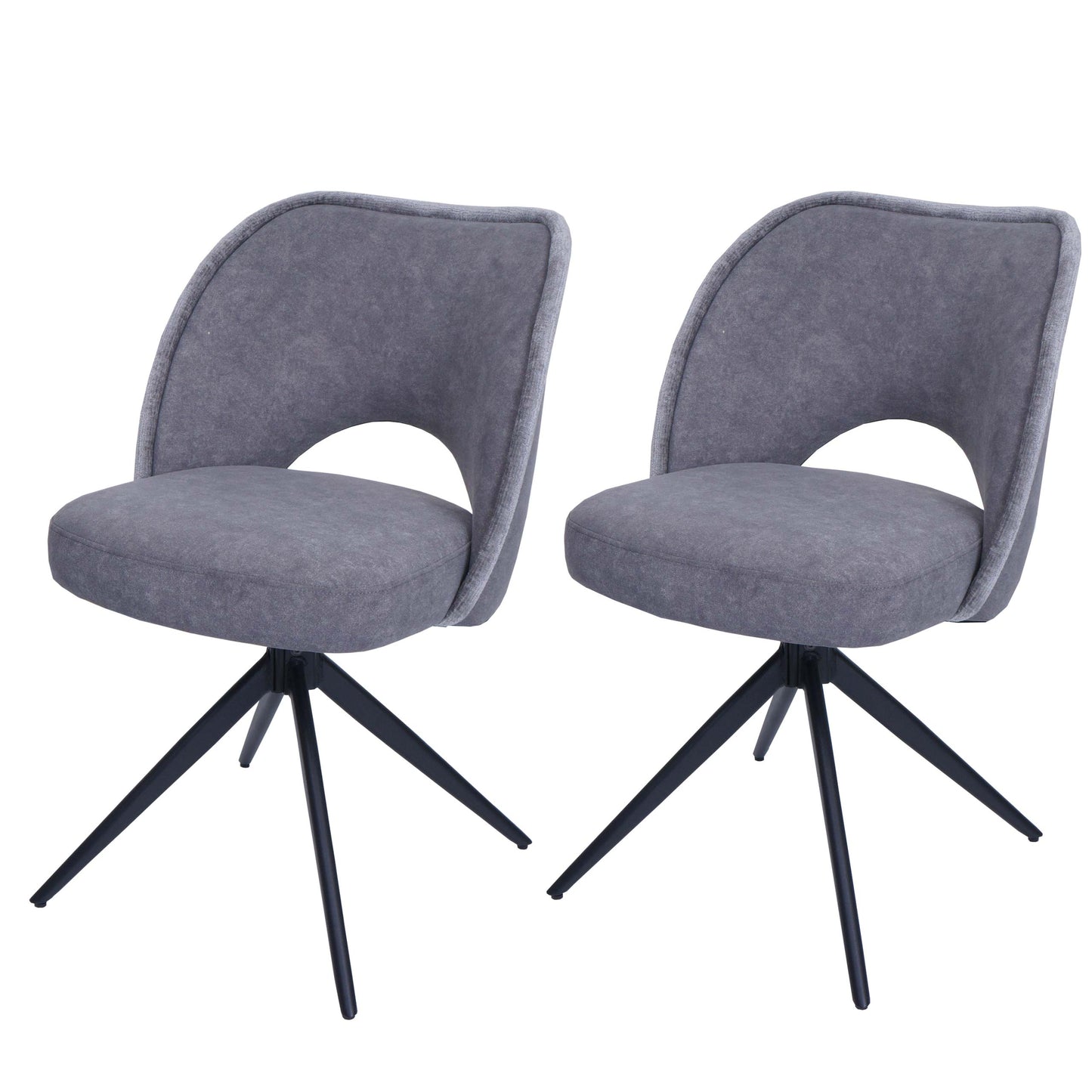 Cosmo Casa - Set van 2 Eetkamerstoelen - Gestoffeerde Keukenstoelen - Draaibaar met Auto-Return - Textiel - Donkergrijs