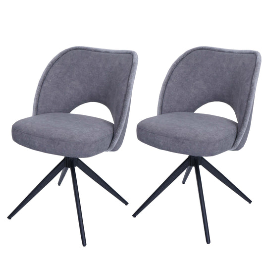 Cosmo Casa - Set van 2 Eetkamerstoelen - Gestoffeerde Keukenstoelen - Draaibaar met Auto-Return - Textiel - Donkergrijs