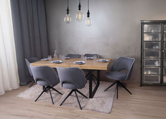 Cosmo Casa - Set van 2 Eetkamerstoelen - Gestoffeerde Keukenstoelen - Draaibaar met Auto-Return - Textiel - Donkergrijs