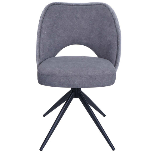 Cosmo Casa - Set van 2 Eetkamerstoelen - Gestoffeerde Keukenstoelen - Draaibaar met Auto-Return - Textiel - Donkergrijs