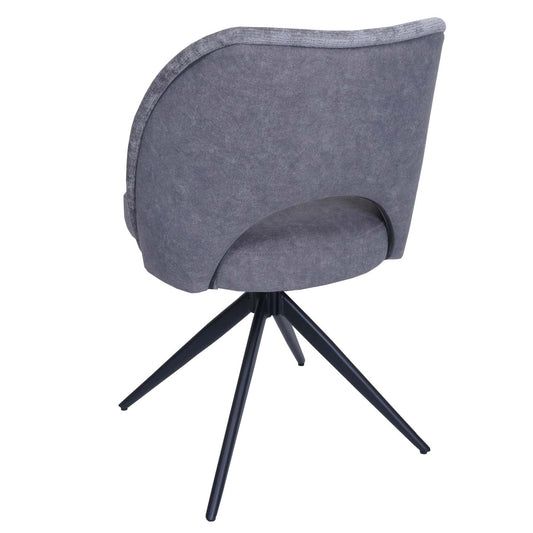 Cosmo Casa - Set van 2 Eetkamerstoelen - Gestoffeerde Keukenstoelen - Draaibaar met Auto-Return - Textiel - Donkergrijs