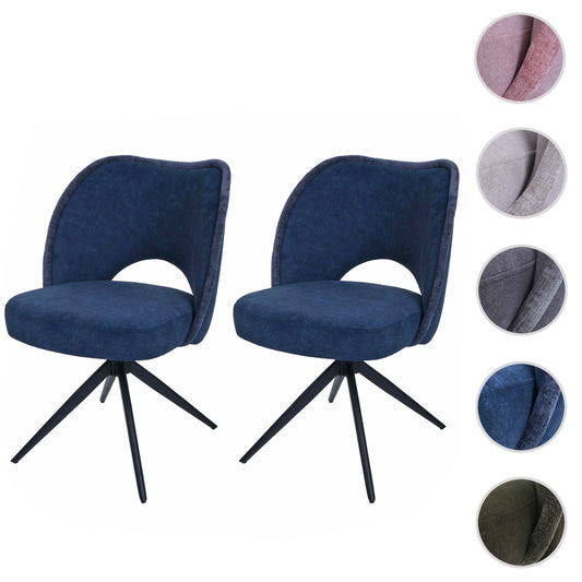 Cosmo Casa - Set van 2 Eetkamerstoelen - Gestoffeerde Keukenstoelen - Draaibaar met Auto-Return - Textiel - Blauw