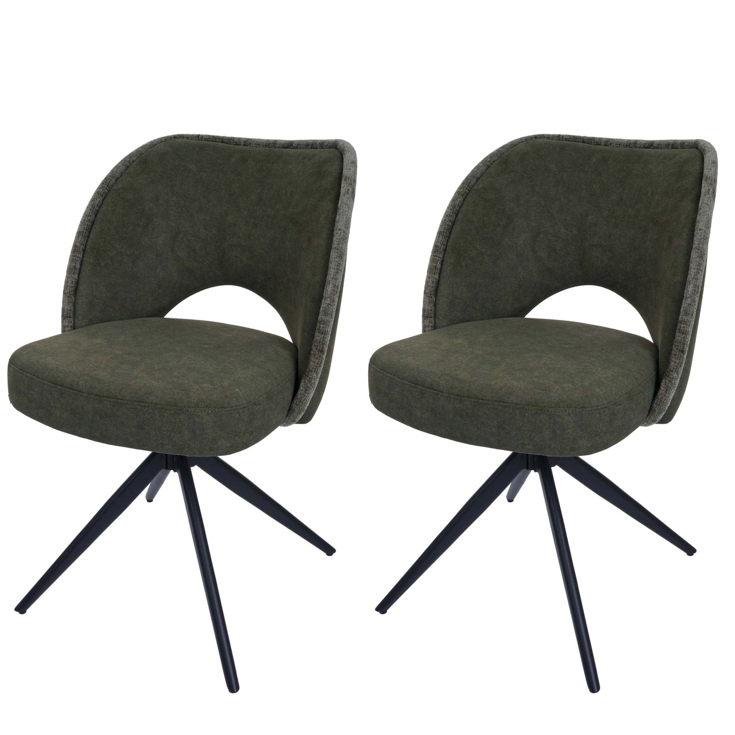 Cosmo Casa - Set van 2 Eetkamerstoelen - Draaibaar Auto-Return - Textiel - Groen