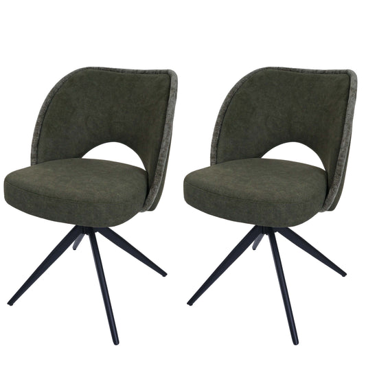 Cosmo Casa - Set van 2 Eetkamerstoelen - Draaibaar Auto-Return - Textiel - Groen