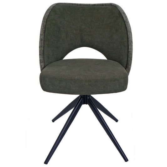 Cosmo Casa - Set van 2 Eetkamerstoelen - Draaibaar Auto-Return - Textiel - Groen