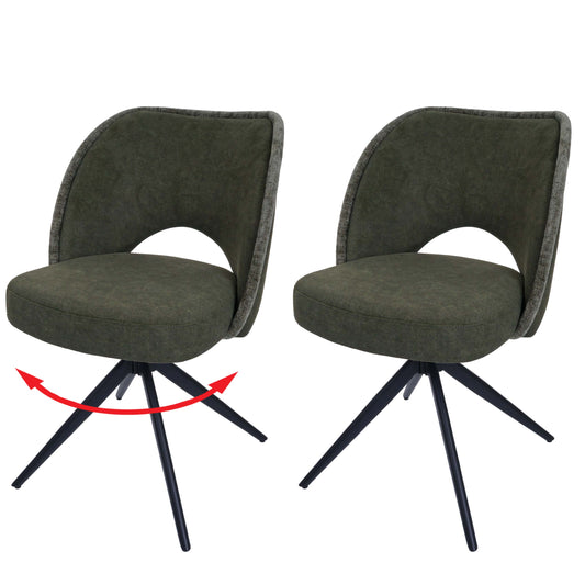Cosmo Casa - Set van 2 Eetkamerstoelen - Draaibaar Auto-Return - Textiel - Groen