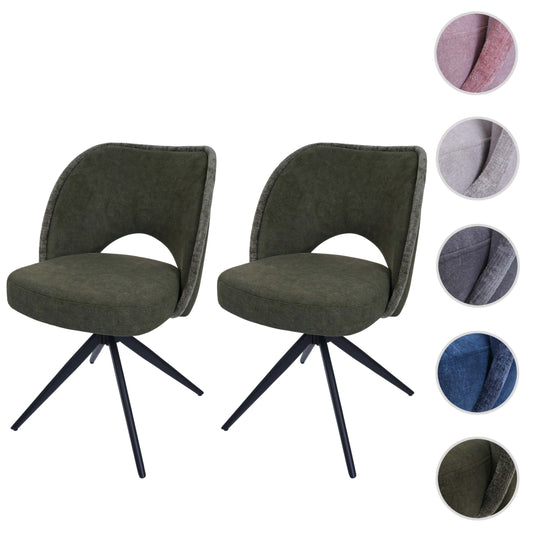Cosmo Casa - Set van 2 Eetkamerstoelen - Draaibaar Auto-Return - Textiel - Groen