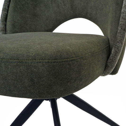 Cosmo Casa - Set van 2 Eetkamerstoelen - Draaibaar Auto-Return - Textiel - Groen