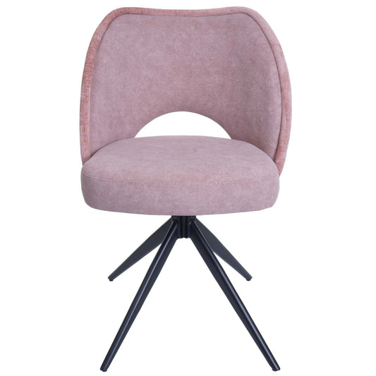 Cosmo Casa - Set van 2 Eetkamerstoelen - Gestoffeerde Keukenstoelen - Draaibaar met Auto-Return - Textiel - Roze