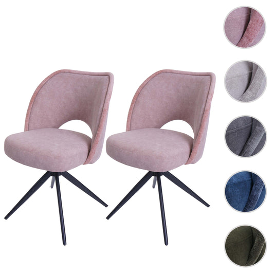 Cosmo Casa - Set van 2 Eetkamerstoelen - Gestoffeerde Keukenstoelen - Draaibaar met Auto-Return - Textiel - Roze