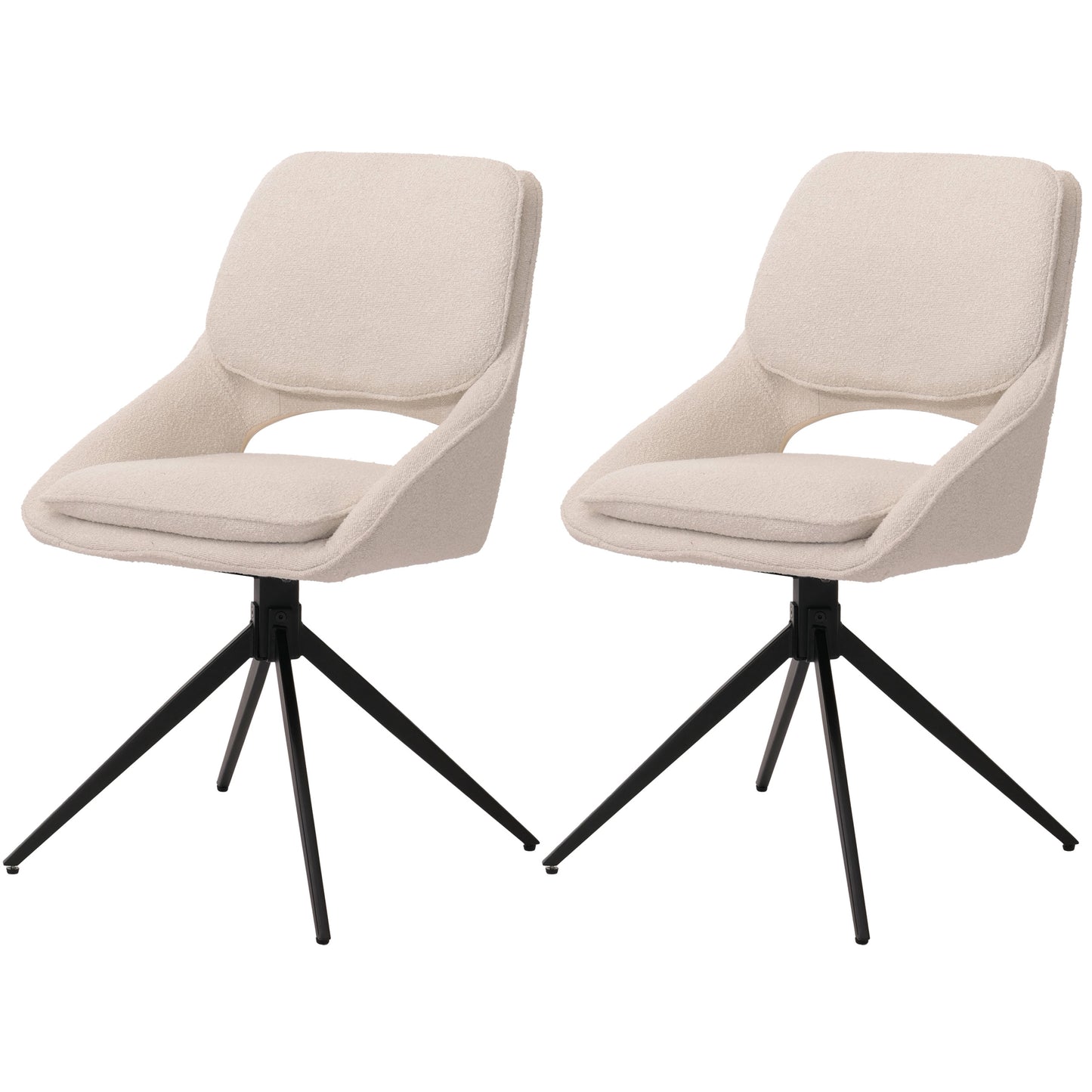 Cosmo Casa - Set van 2 Eetkamerstoelen - Keukenstoel - Draaibaar Auto-Return - Boucle Stof - Crème