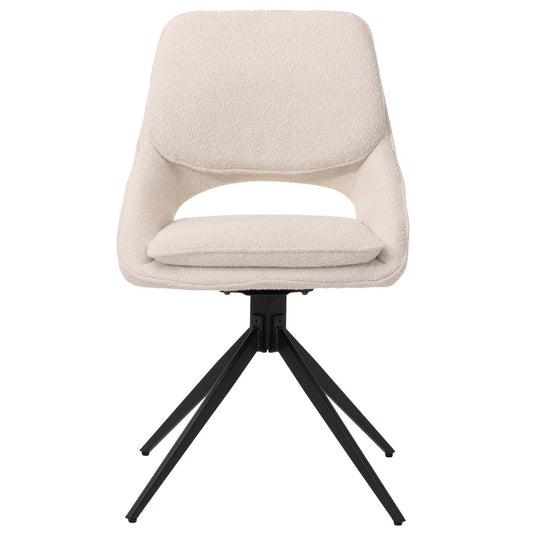 Cosmo Casa - Set van 2 Eetkamerstoelen - Keukenstoel - Draaibaar Auto-Return - Boucle Stof - Crème