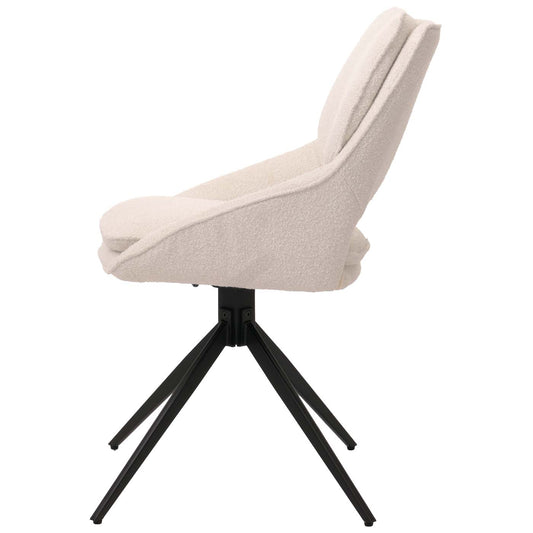 Cosmo Casa - Set van 2 Eetkamerstoelen - Keukenstoel - Draaibaar Auto-Return - Boucle Stof - Crème