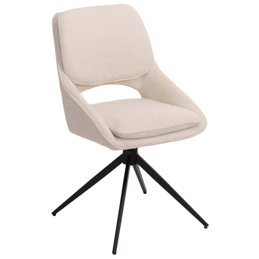 Cosmo Casa - Set van 2 Eetkamerstoelen - Keukenstoel - Draaibaar Auto-Return - Boucle Stof - Crème